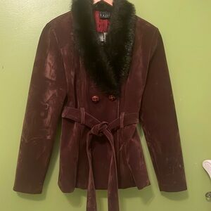 Vintage Faux Suede Jacket with Faux Fur Collar